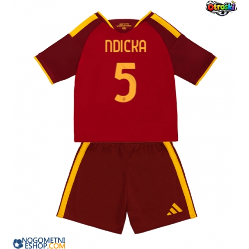 Otroški Nogometni dresi AS Roma Evan Ndicka #5 Domači 2026-27 Kratek Rokav (+ Kratke hlače)